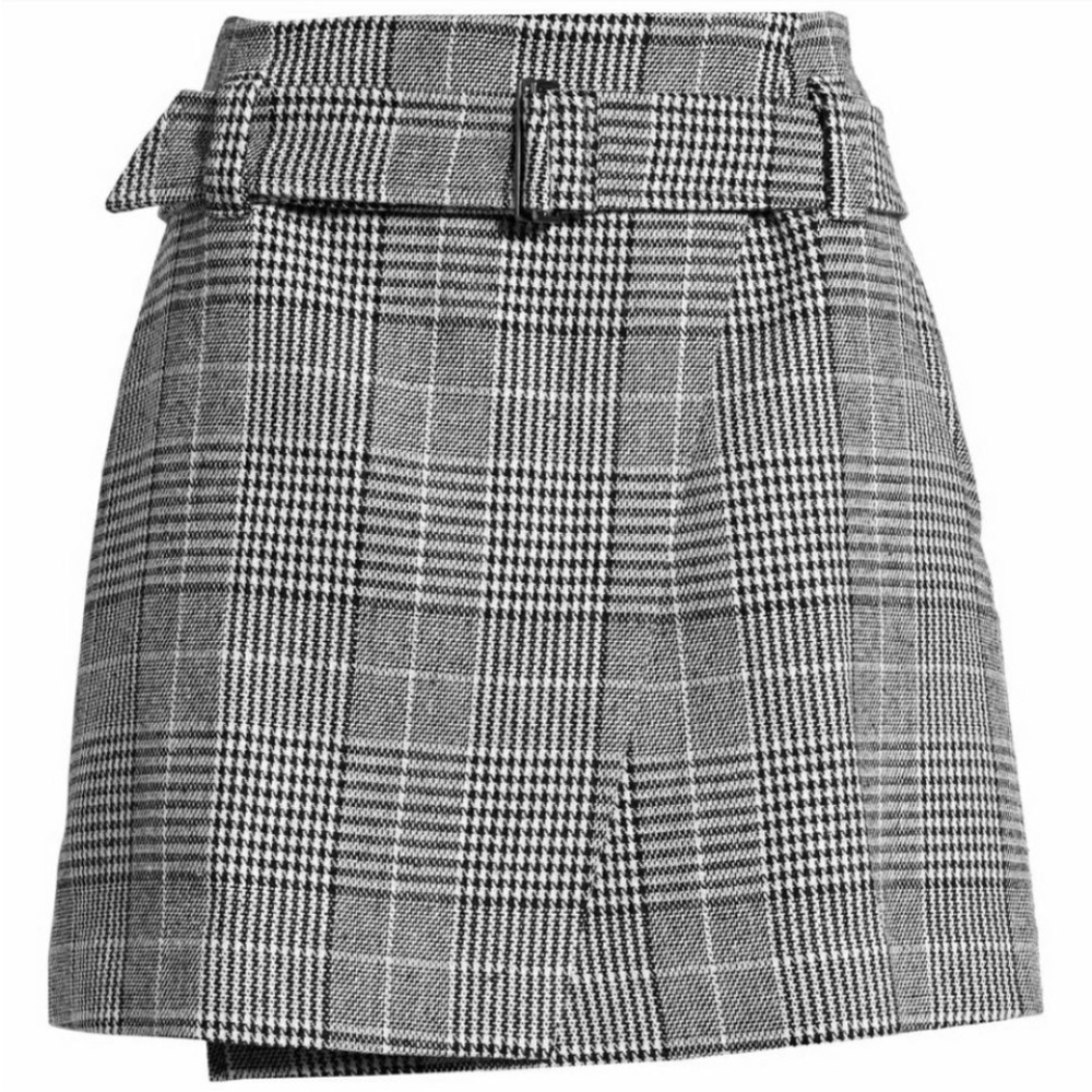 Leith Black Sharol Plaid Houndstooth Miniskirt 3X